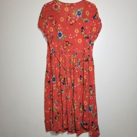 Bila Vintage Butterfly Floral Midi Dress Medium - Picture 8 of 12